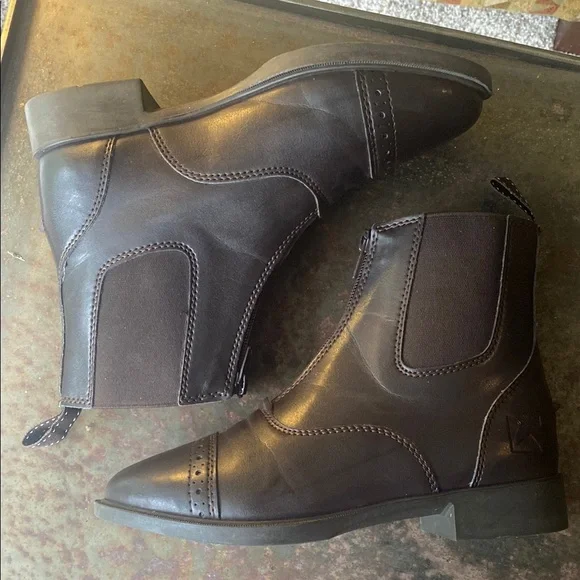 Riding Sport Dover Saddlery Kids Brown Provenance Leather Zip Paddock Boots 5 - Picture 4 of 13